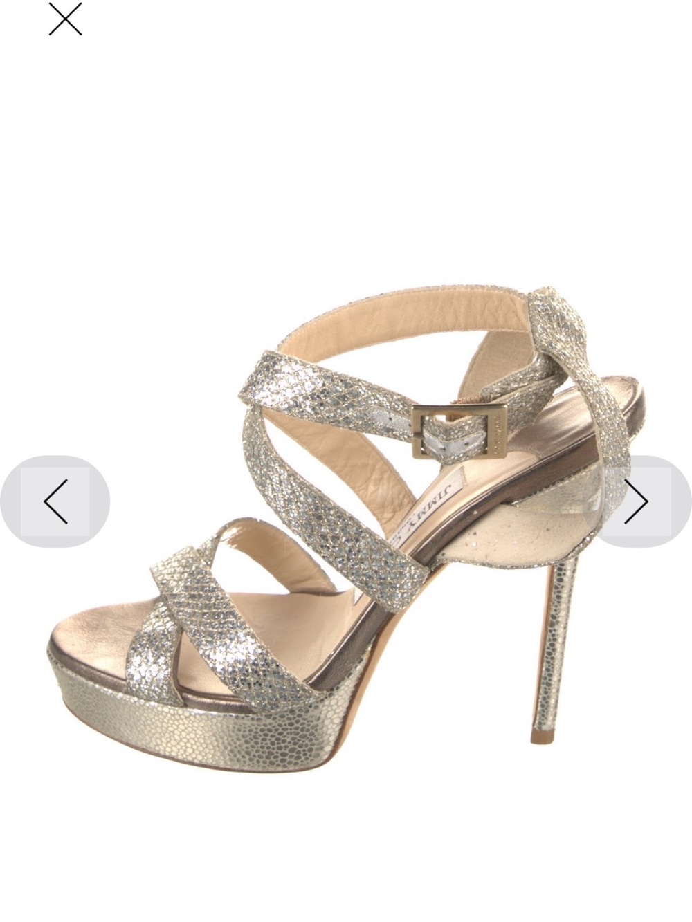 Jimmy Choo Sparkling Strappy High Heel Sandals in Gold